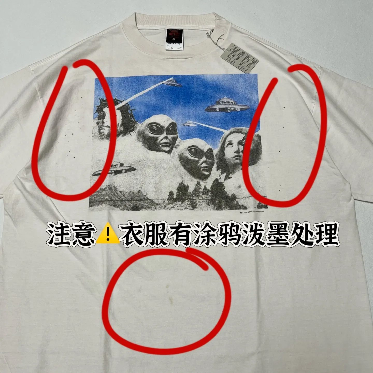Pay attention to ⚠️⚠️⚠️ details that are easily overlooked! These are all details that cannot be made by looking at pictures SAINT Mxxxxxx × Sean Wotherspoon SW_SS TEE/KIKI/WHT Alien Crisis/Alien President Mountain TEE Off-white S-XL